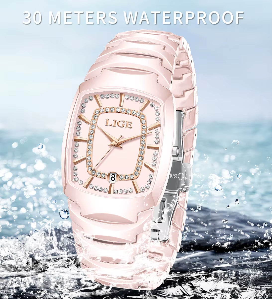 Ladies Waterproof Watch Pink Luxury Stainless Steel Women Watches Creative Fashion Original Elegant Quartz Wristwatch Gift