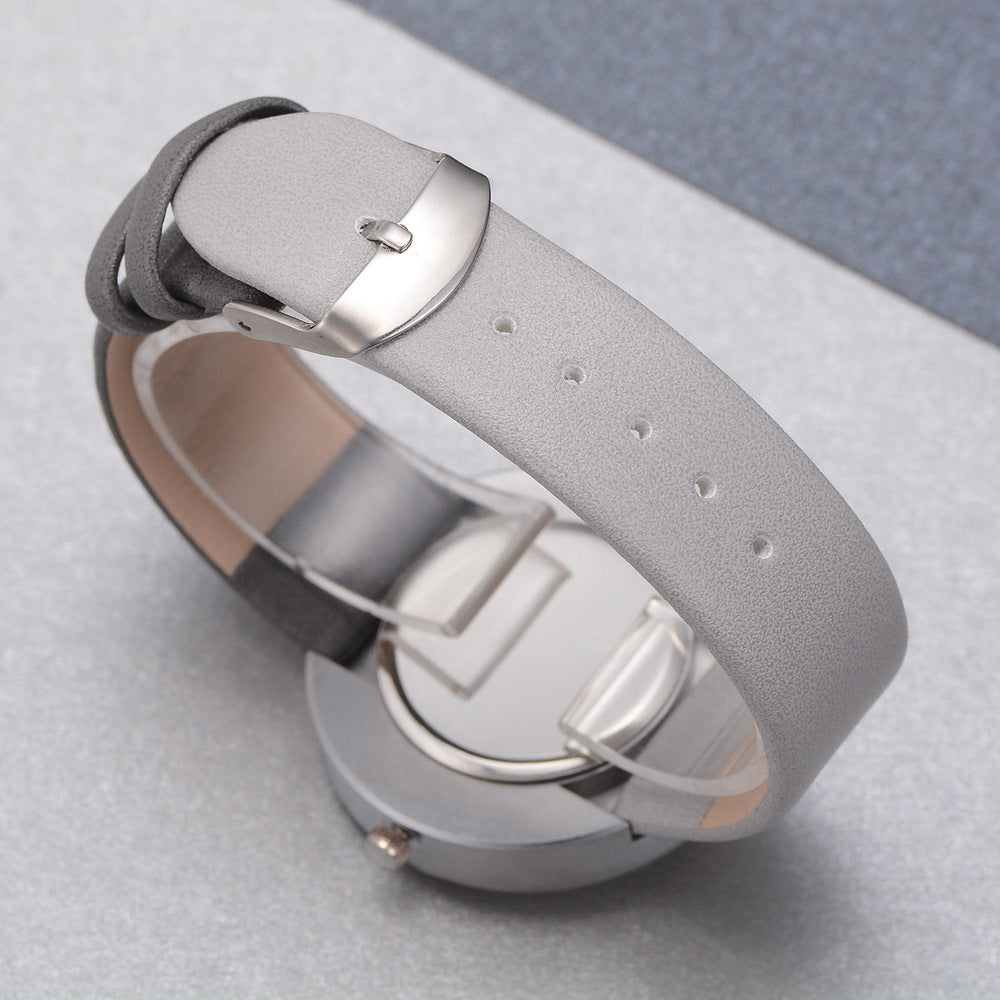 Gray PU Leather Quartz Watch for Women Casual Wrist Watch