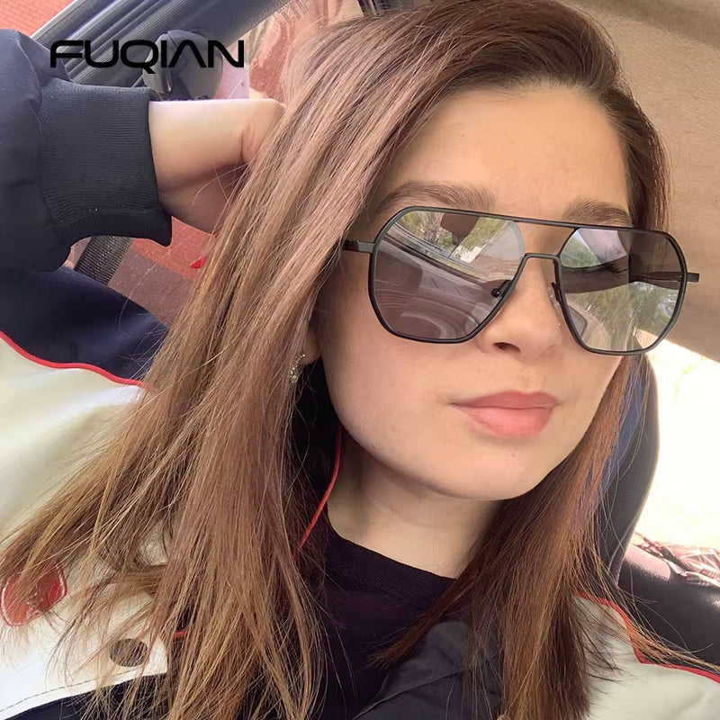 Luxury Metal Photochromic Sunglasses Men Women Fashion Polarized Sun Glasses Stylish Chameleon Anti-Glare Driving Shades UV400
