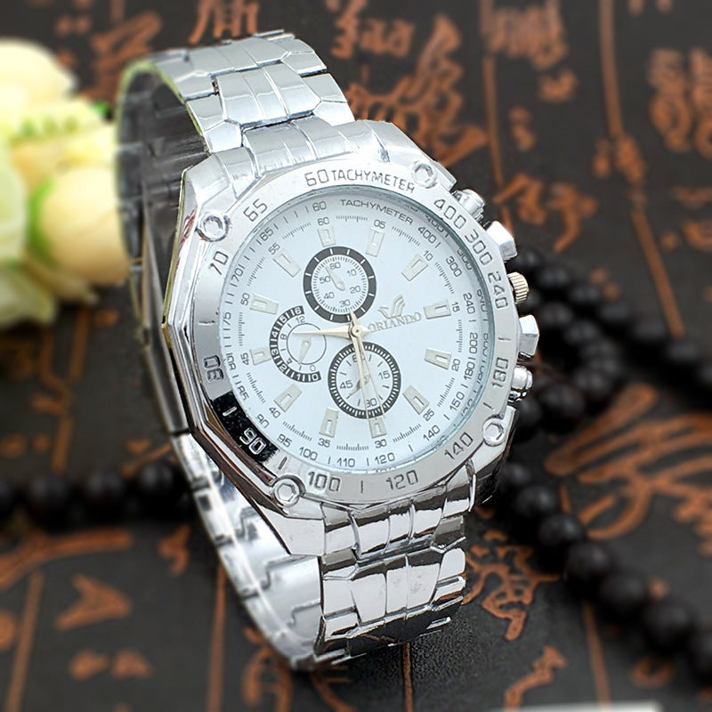 Classic Quartz Watch With Alloy Case And Steel Strap 42mm