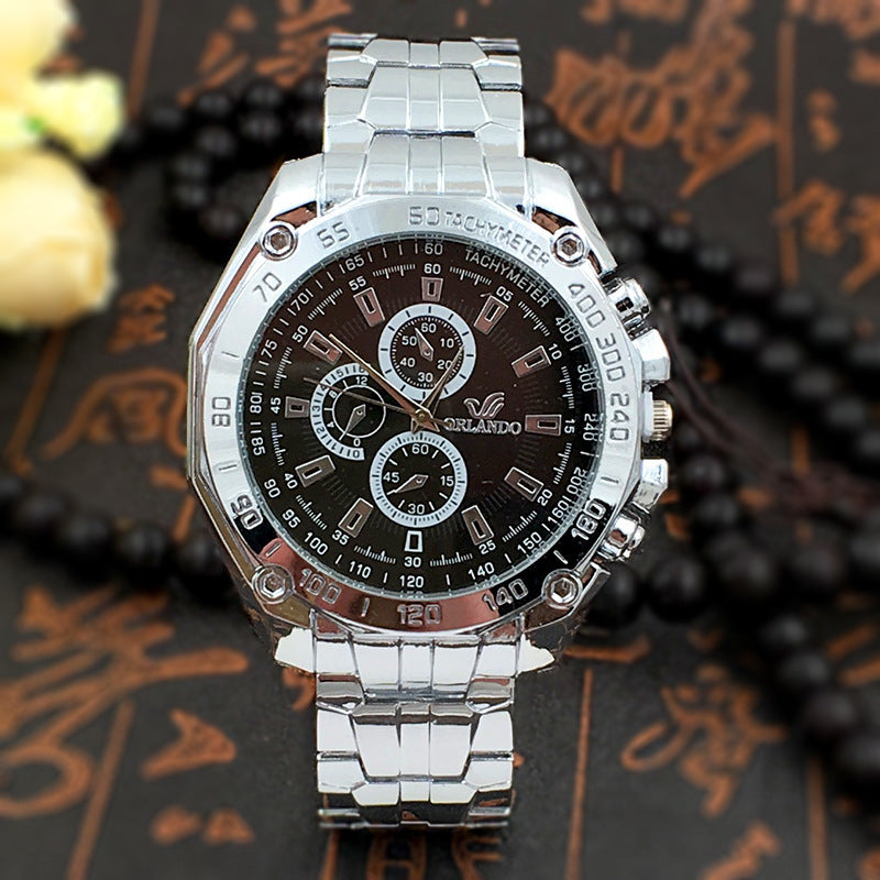 Classic Quartz Watch With Alloy Case And Steel Strap 42mm