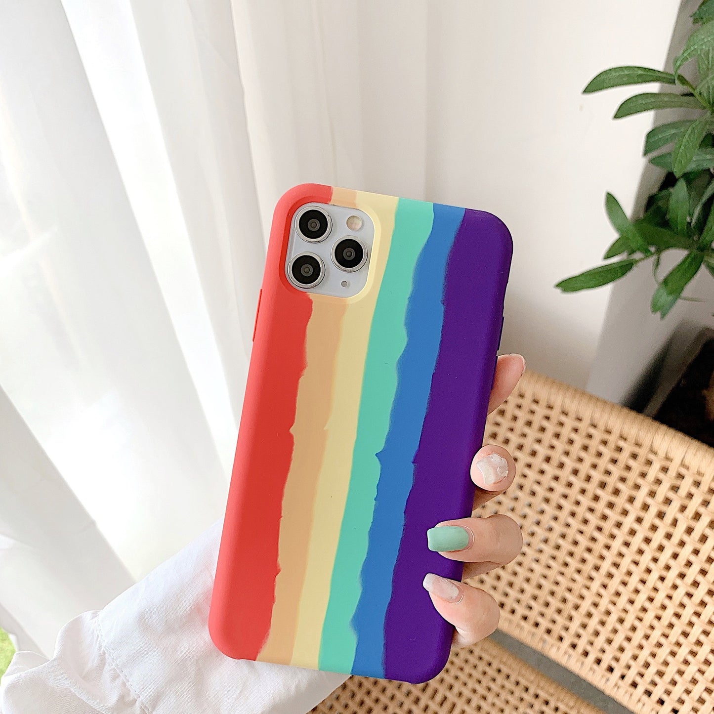 Apple Iphone Rainbow Liquid Silicone Phone Case Back Cover
