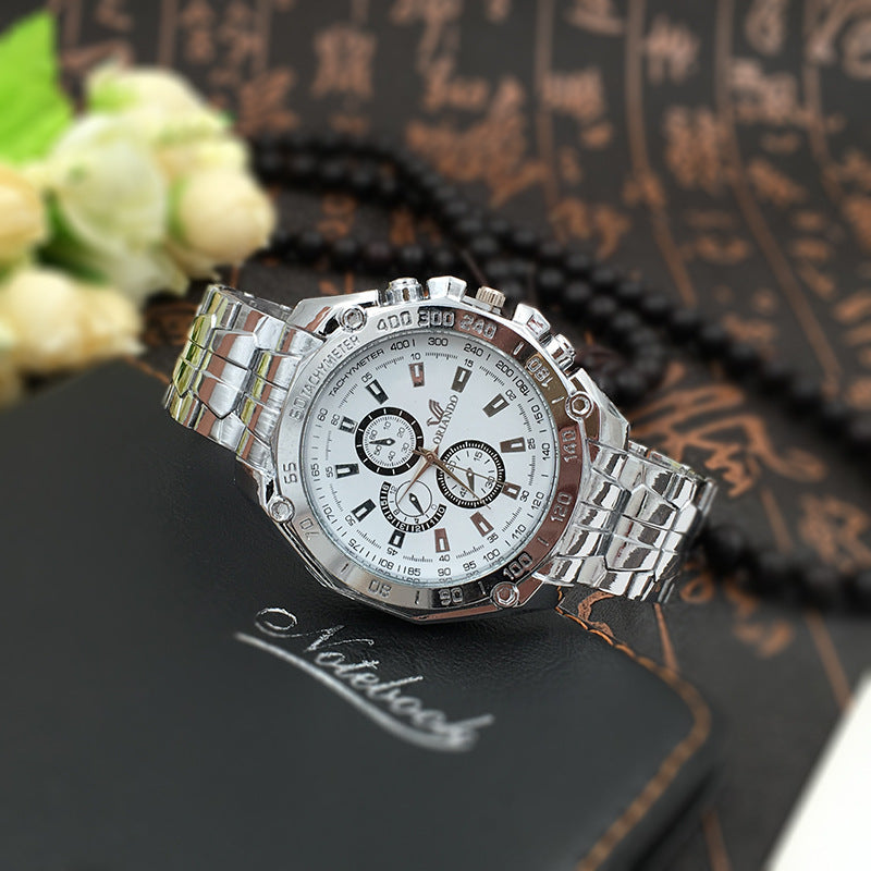 Classic Quartz Watch With Alloy Case And Steel Strap 42mm
