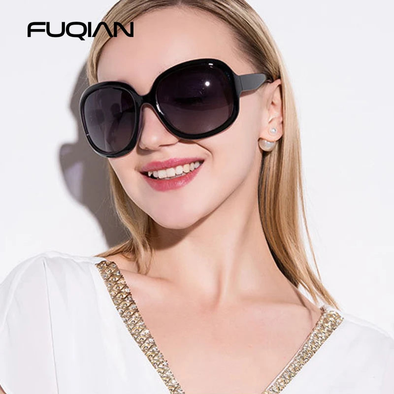 Brand Design Elegant Polarized Oversized round Sunglasses Women Simple Fashion Big Plastic Ladies Sun Glasses UV400