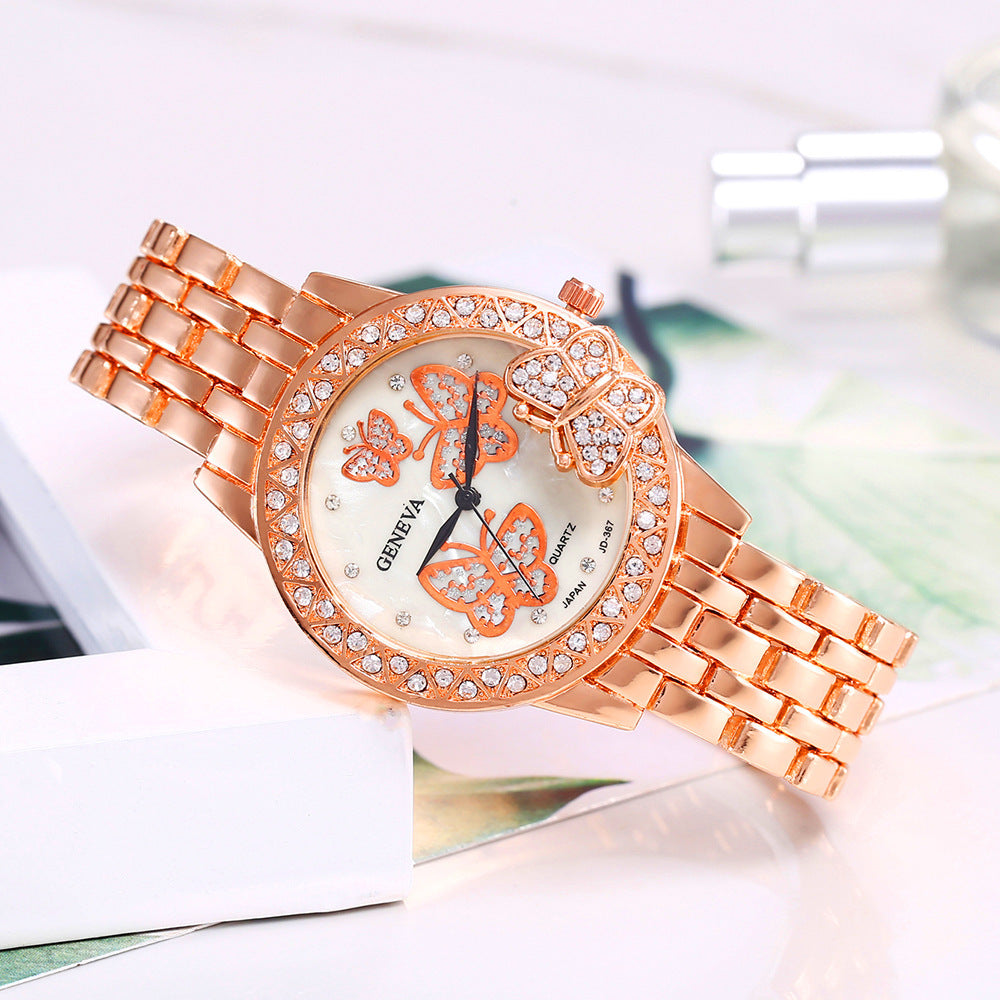 Diamond Butterfly Alloy Watch For Women Casual Quartz
