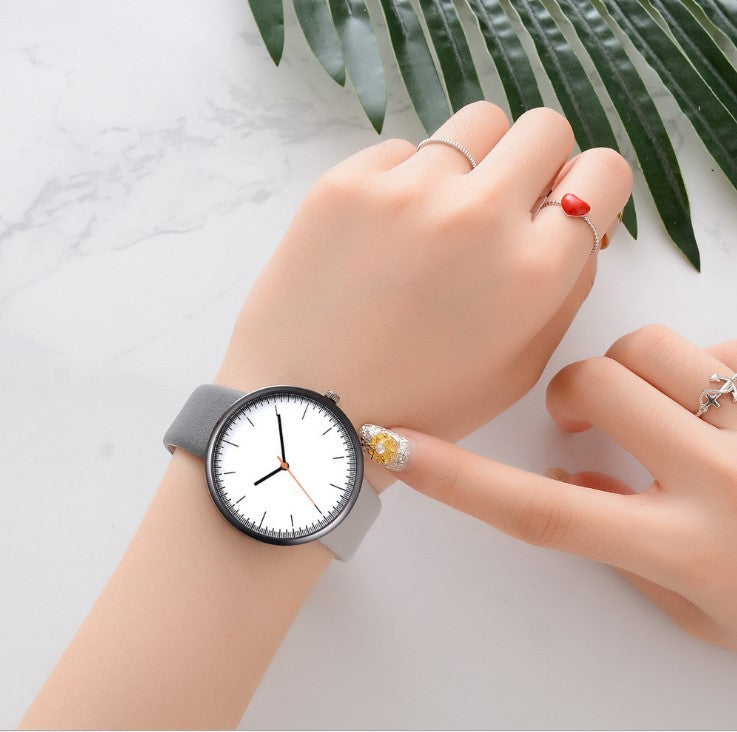 Gray PU Leather Quartz Watch for Women Casual Wrist Watch