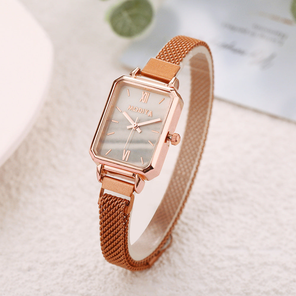 Mori Style Peacock Green Small Square Quartz Watch Ladies