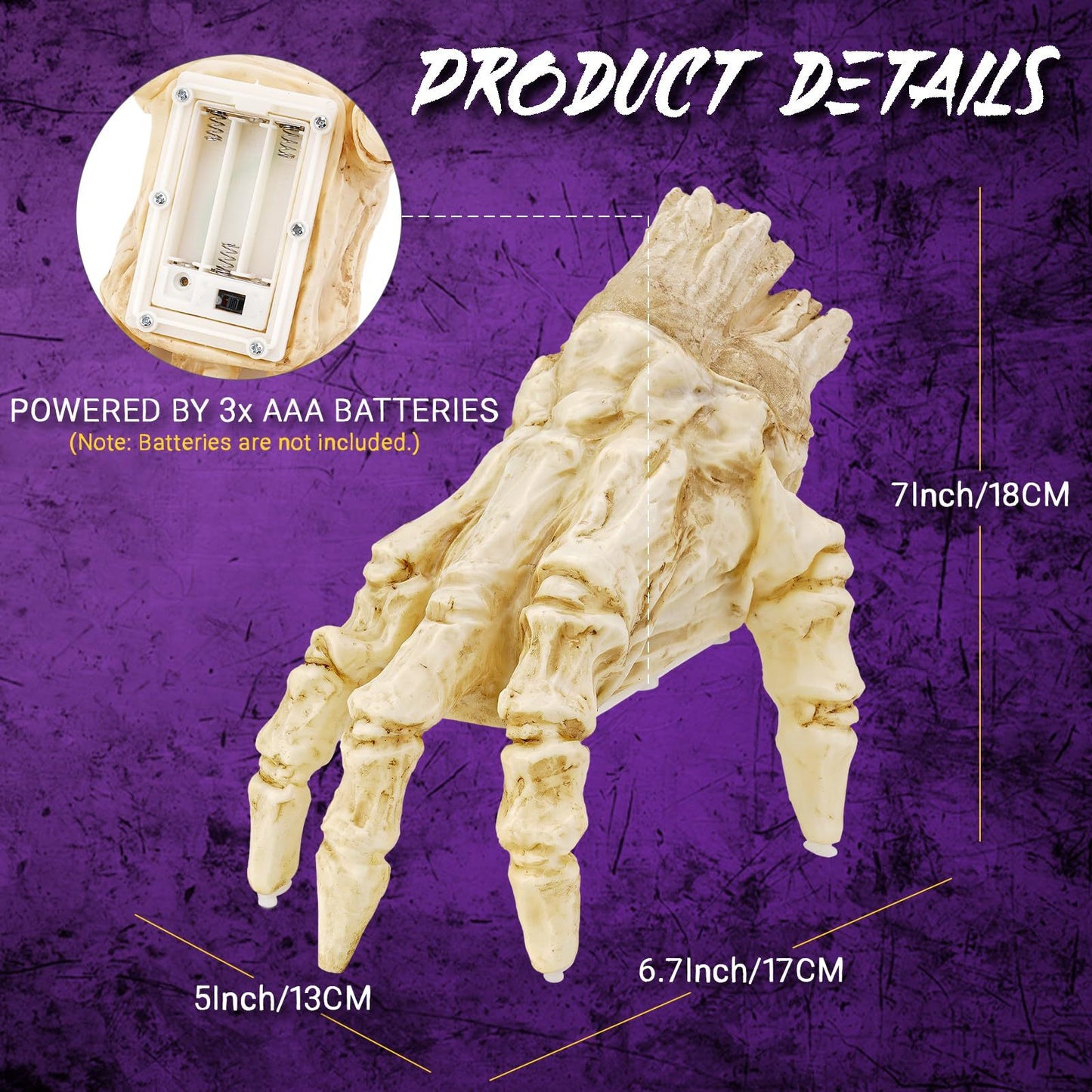 Halloween Crawling Zombie Hand Electric Animated Prop with Sound & Light