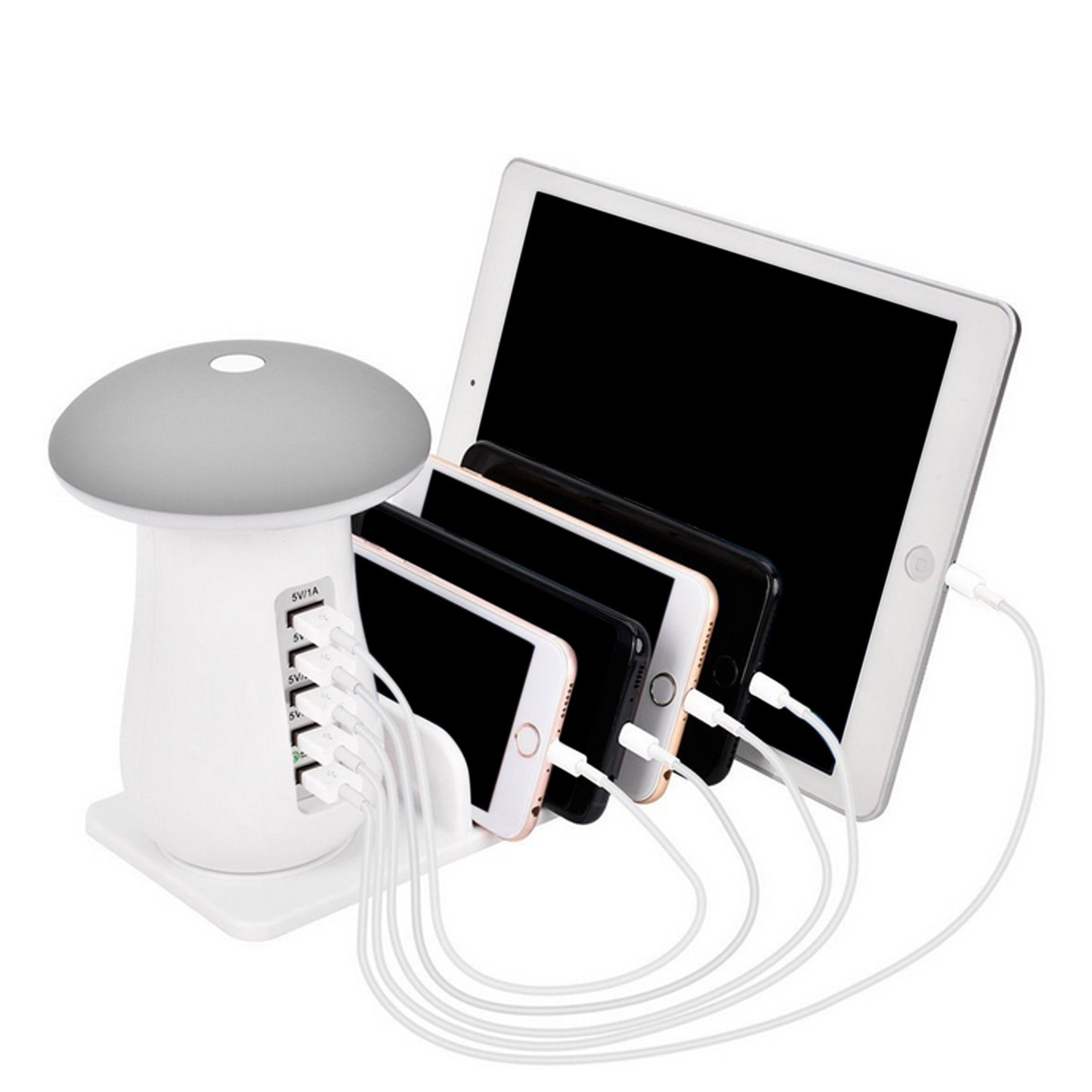 Besegad Mushroom LED USB Charging Dock Station 5 Port