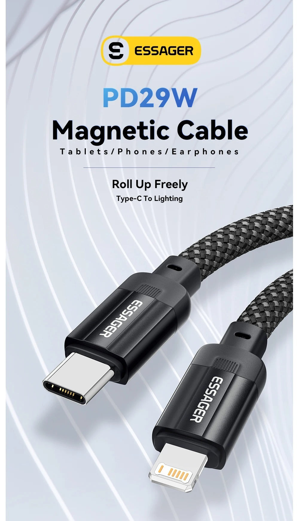 Magnetic Data Cable For Fast Charging PD29W 14V USB Type C