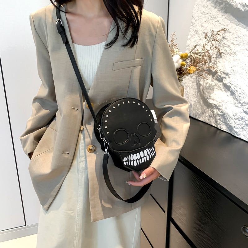 Spooky Skull Shoulder Bag Cute Crossbody Purse for Women Everyday Casual Use