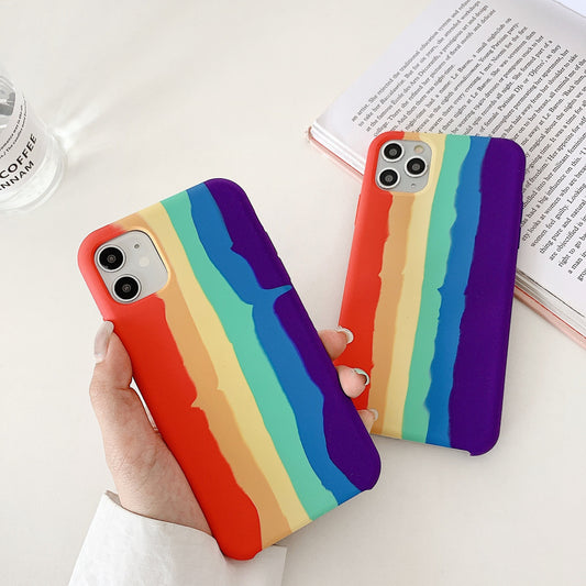 Apple Iphone Rainbow Liquid Silicone Phone Case Back Cover