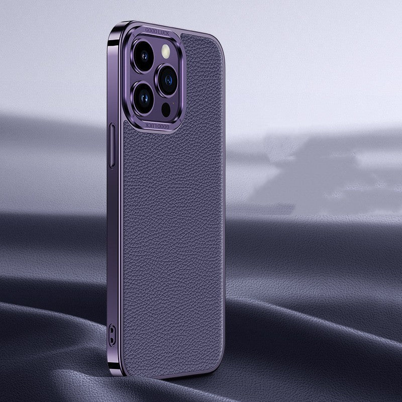 Genuine Leather Phone Case Electroplate SoftEdge Shockproof