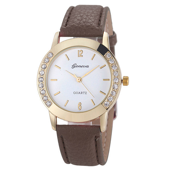 Bilateral Diamond Ladies Belt Watch Geneva Womens Casual