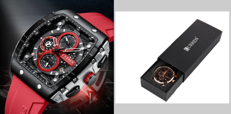 Men’s Sports Quartz Watch Six-Pin Tape Strap – Multiple Color Shells