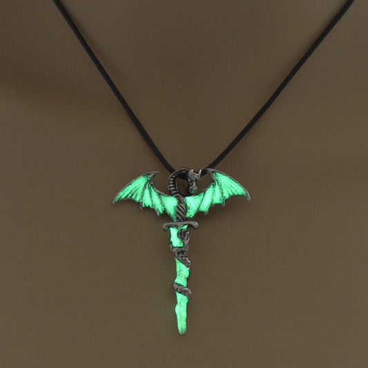 Men’s Luminous Flame Dragon Necklace Fashion Trendy Domineering Jewelry Gift