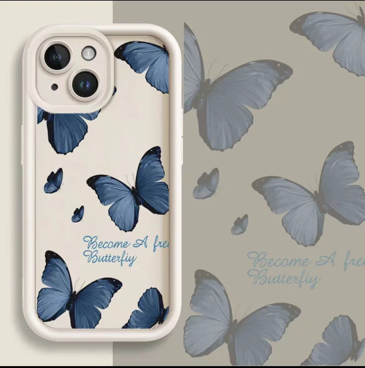 Blue Butterfly Edging Case For IPhone Drop Resistant