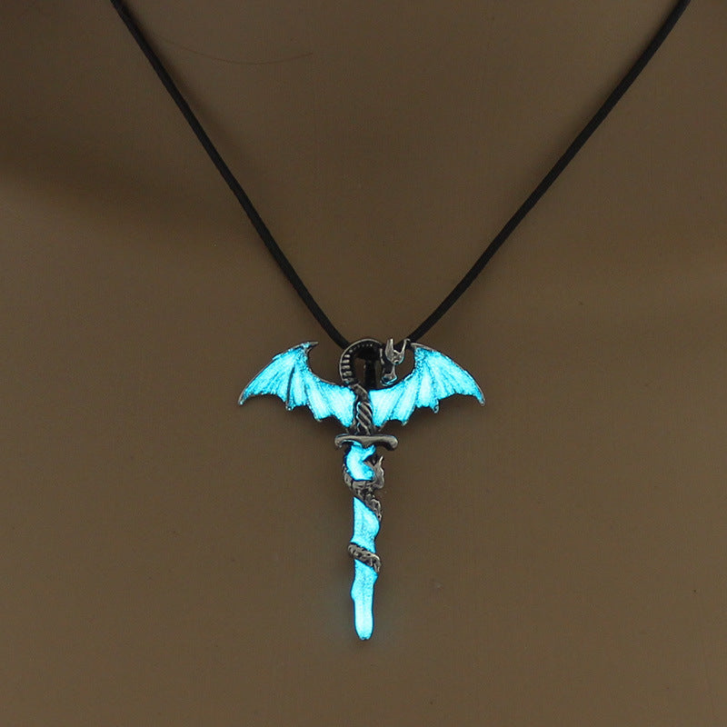Men’s Luminous Flame Dragon Necklace Fashion Trendy Domineering Jewelry Gift