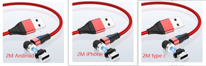 Magnetic Data Cable With LED Light for Android iOS Type C
