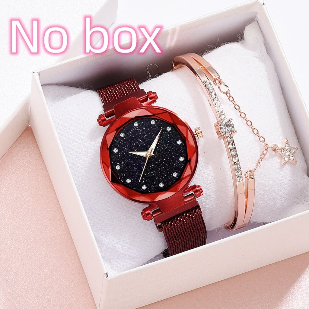 Luxury Women Watch Set With Bracelet Elegant Starry Sky