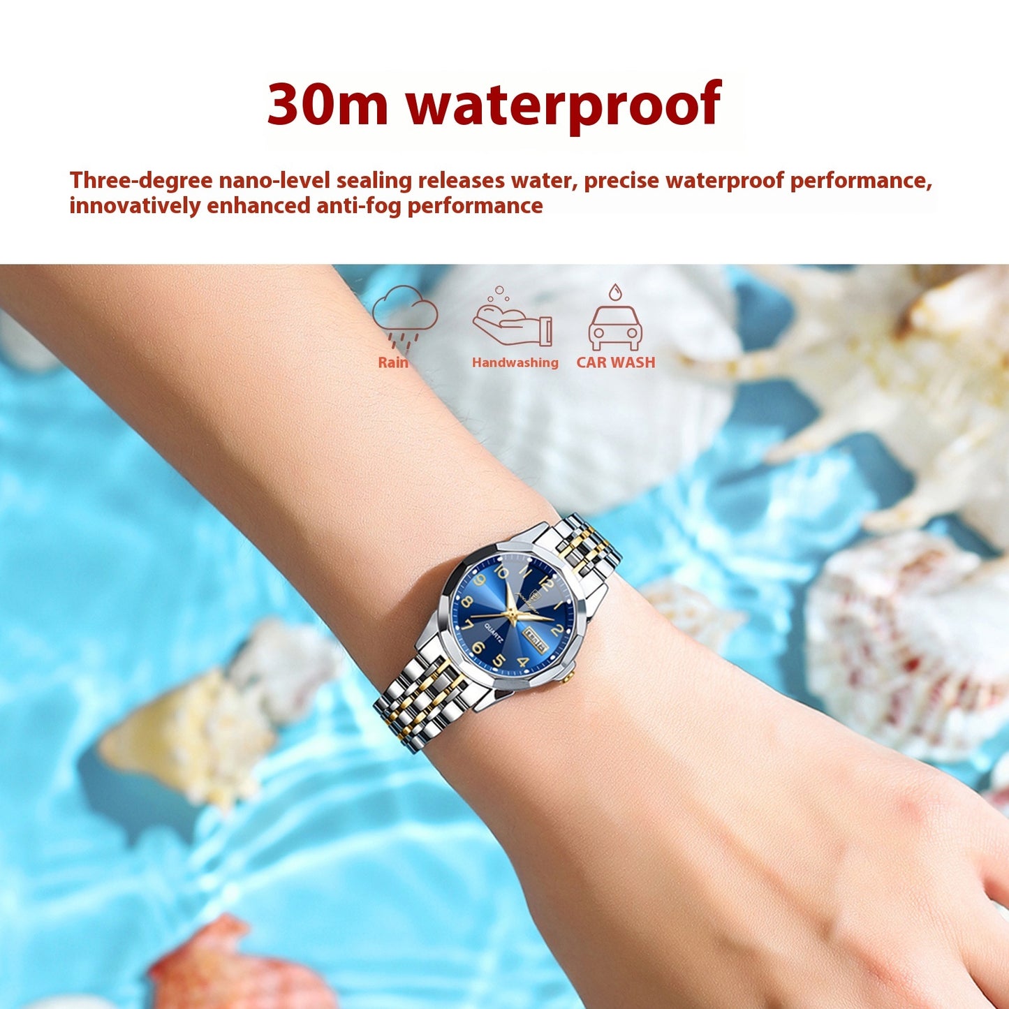 Women's Waterproof Double Calendar Watch