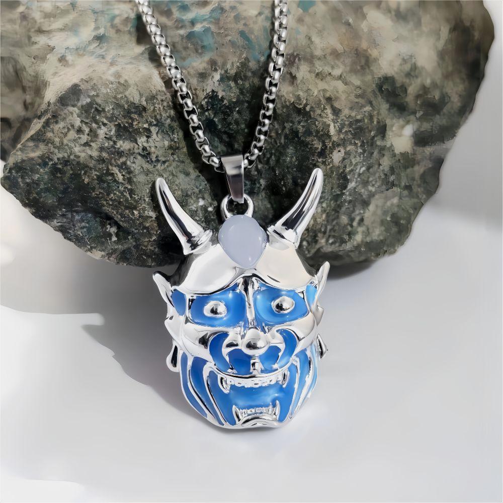 Men’s Ghost Mask Necklace Titanium Steel Luminous Pendant Halloween Jewelry