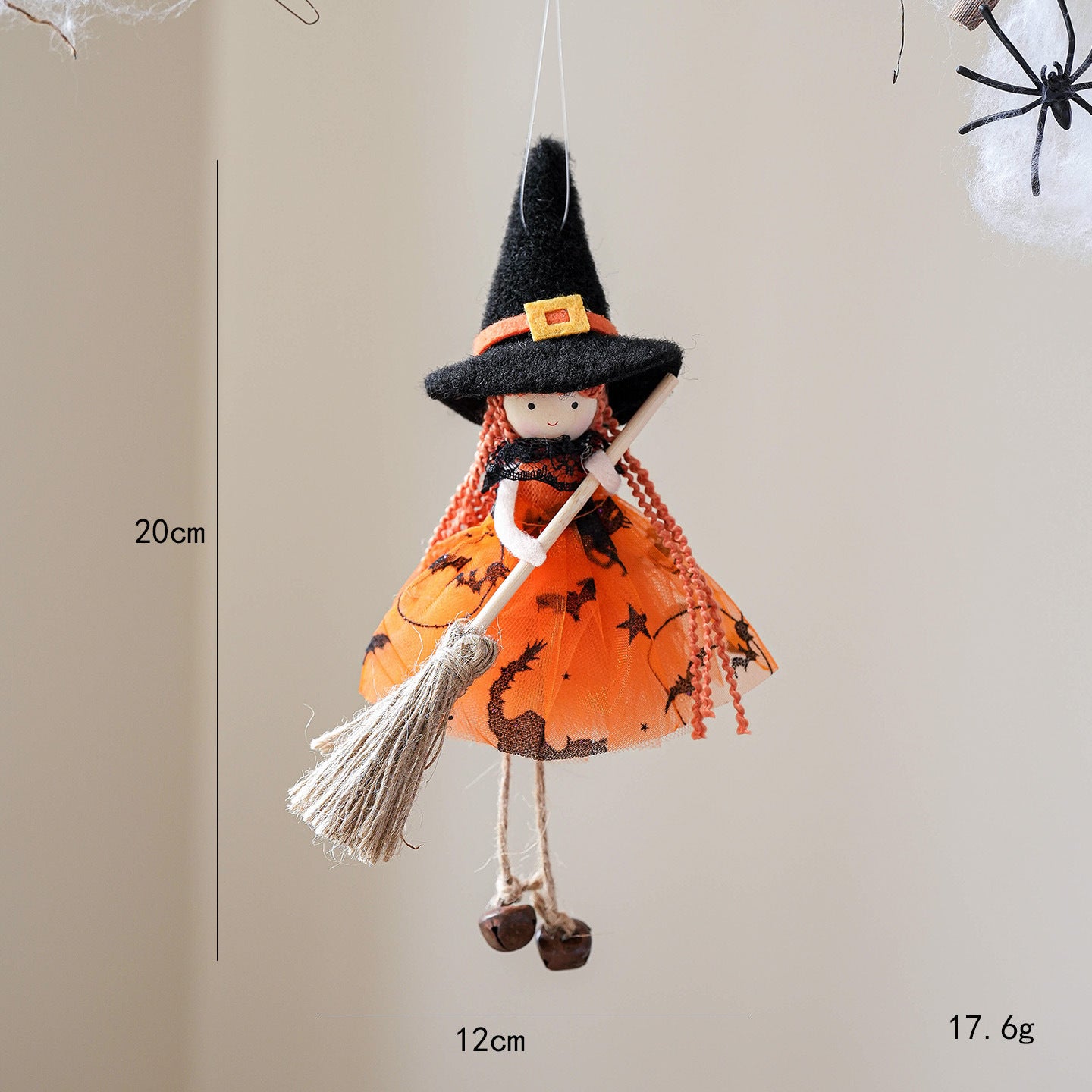 Halloween Mesh Broom Girl Angel Pendant Christmas Tree Hanging Decoration