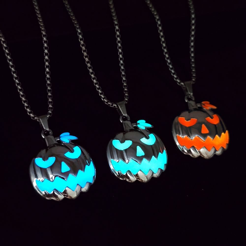 Halloween Pumpkin Pendant Necklace Luminous Ghost Festival Jewelry Accessories