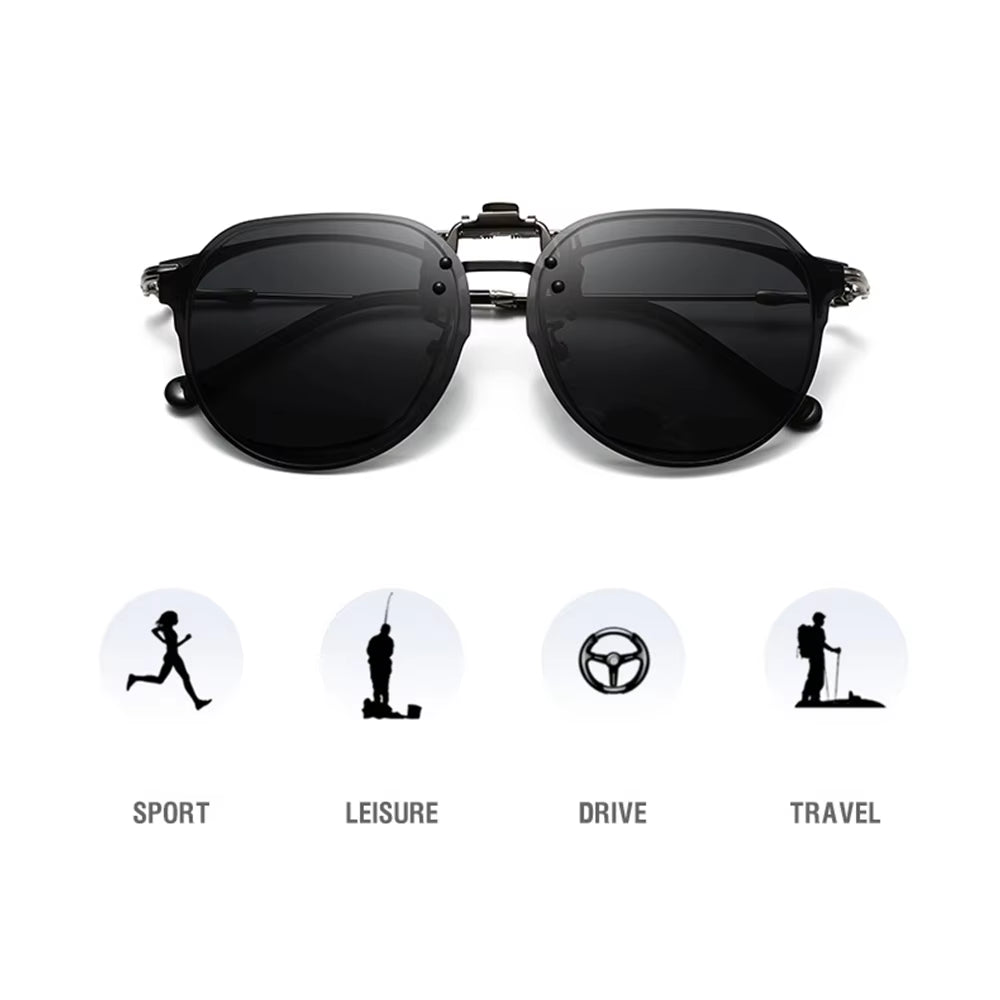 Polarized Flip Up Driving Sunglasses Night Vision Glasses -Free Shipping W/ Case