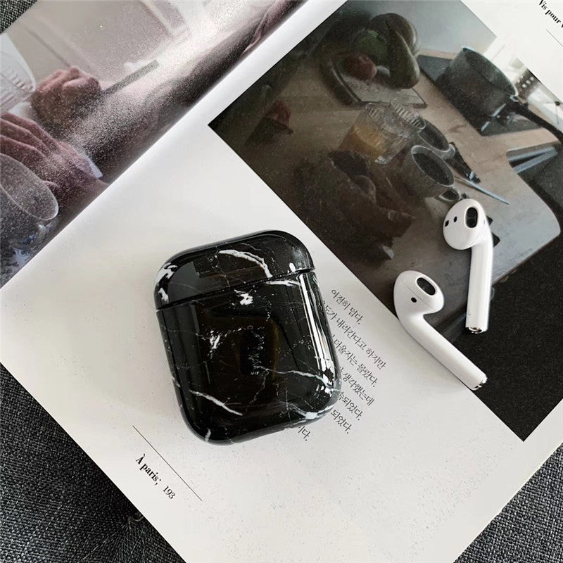 White Marble AirPods Case Compatible Apple Earphones