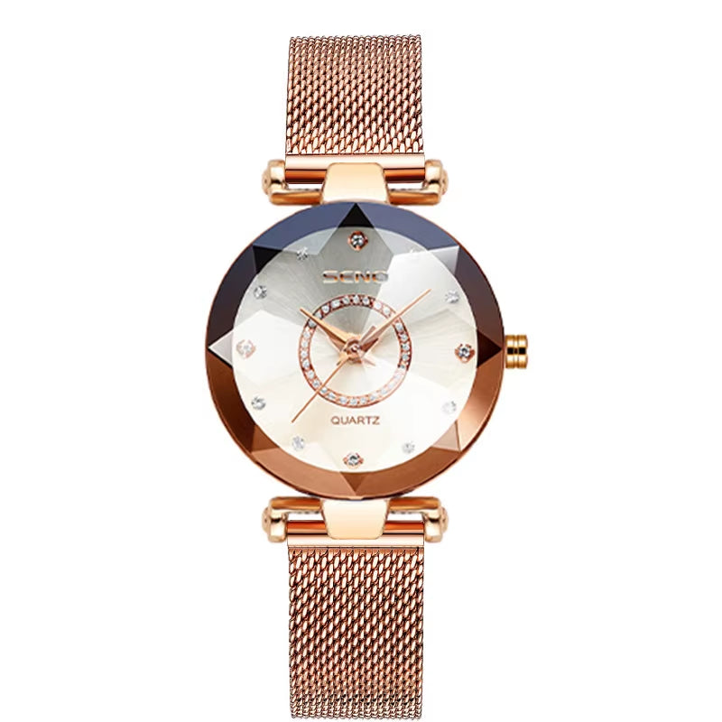 Luxury Rose Gold Crystal Ladies Quartz Wrist Watch – Free Shipping Includes Case
