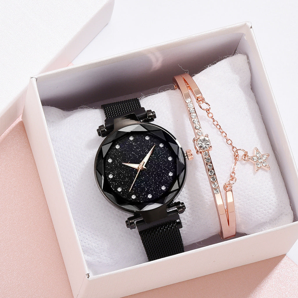 Luxury Women Watch Set With Bracelet Elegant Starry Sky
