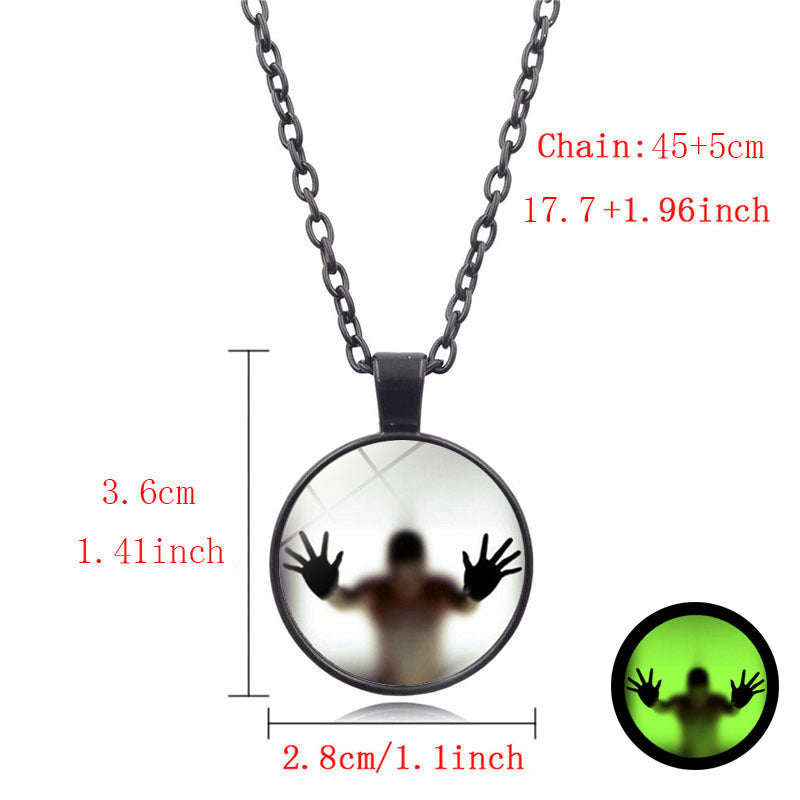 Halloween Luminous Round Necklace Glow in Dark Vintage Clavicle Pendant Jewelry