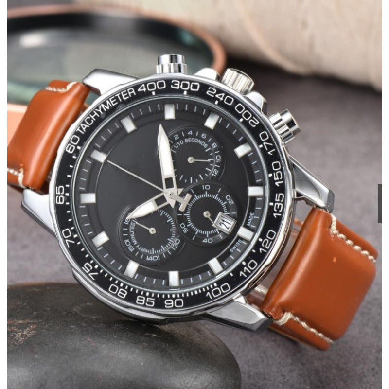 Men’s Day-Date Leather Strap Quartz Watch – Multiple Colors Styles