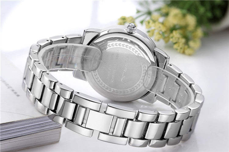 Women's Diamond Quartz Watch With Steel Band Business