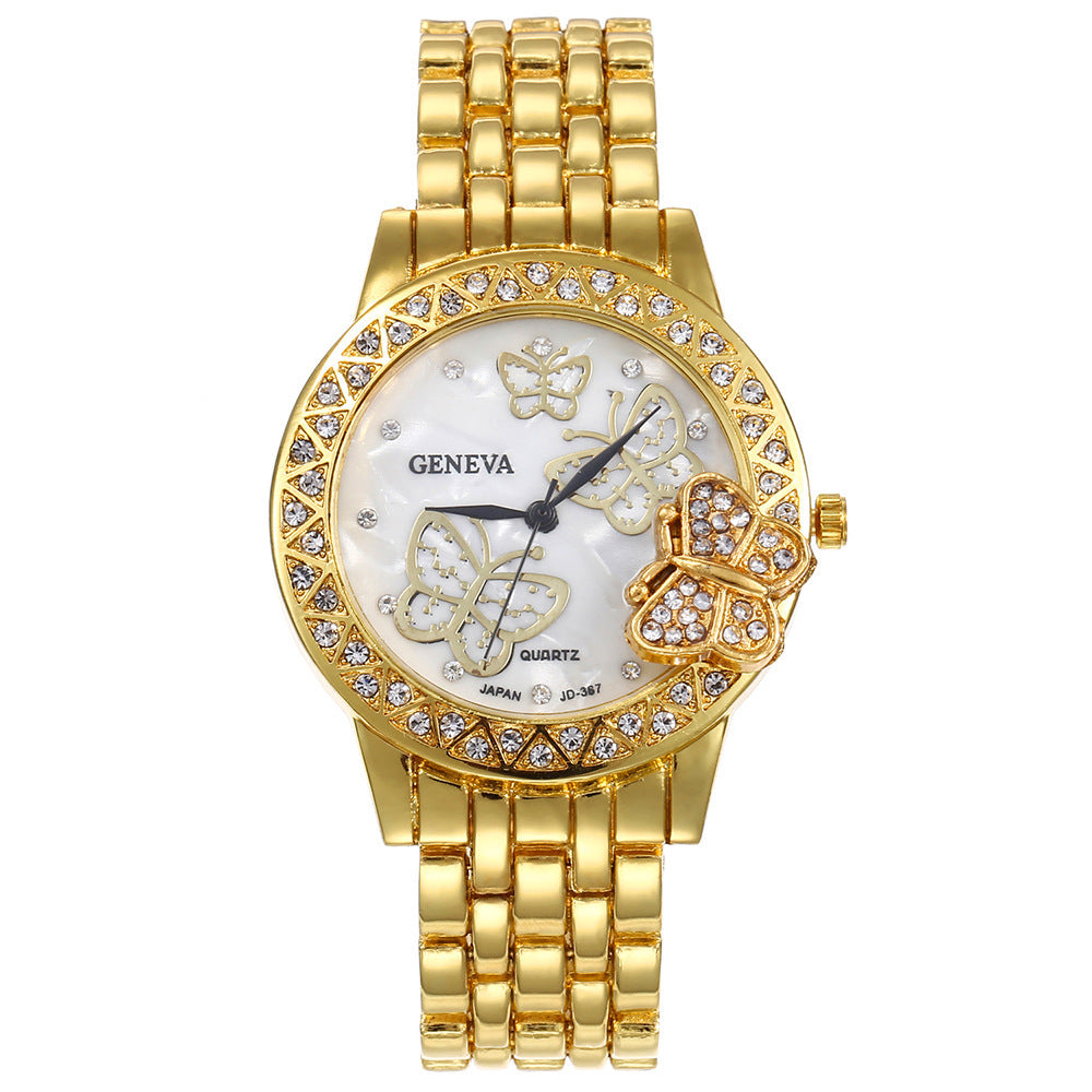 Diamond Butterfly Alloy Watch For Women Casual Quartz
