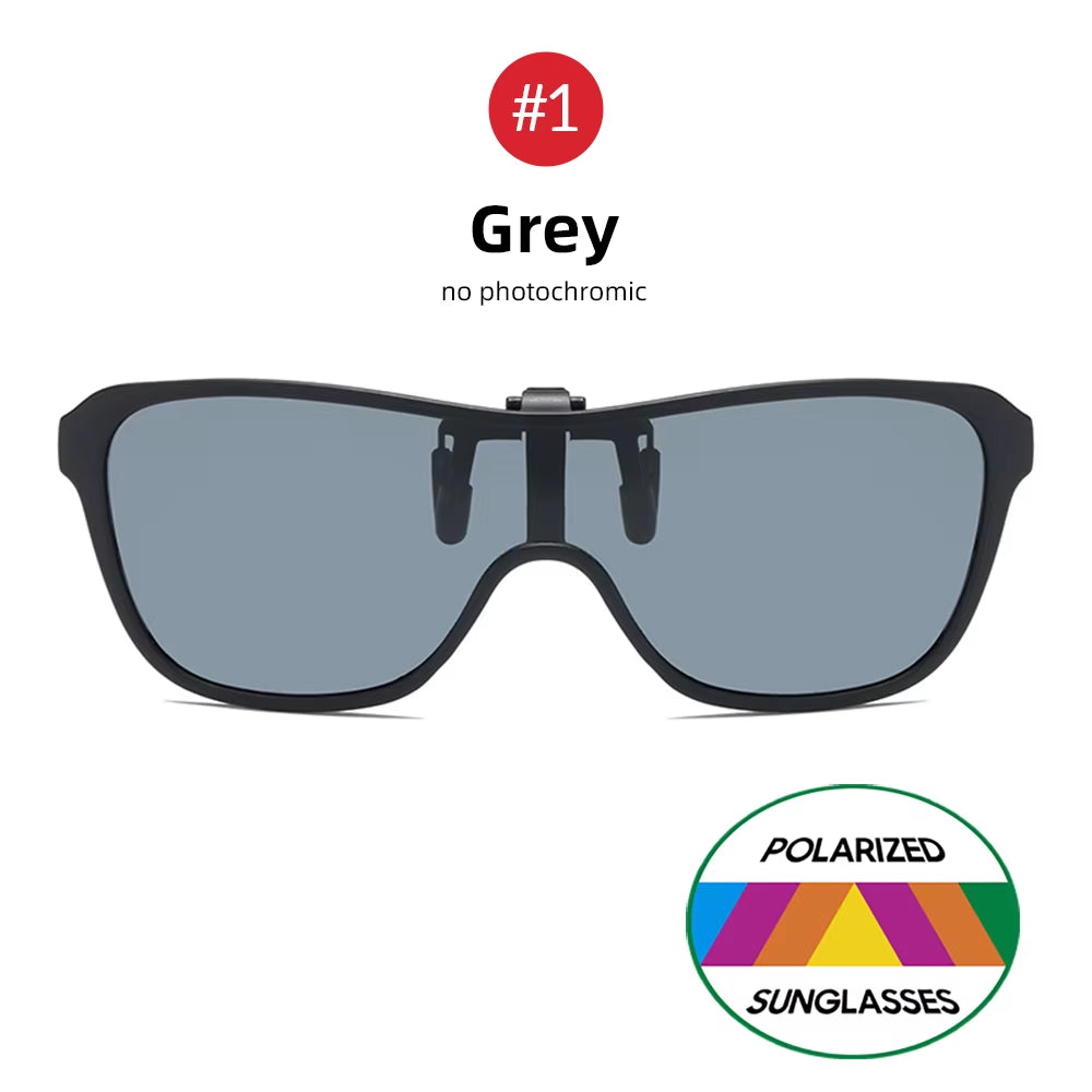 Oversized Polarized Clip-On Sunglasses Flip Up TR90 Free Shipping Includes Case