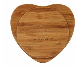 Natural Heart Shape Bamboo Wireless Charging Pad For Phones
