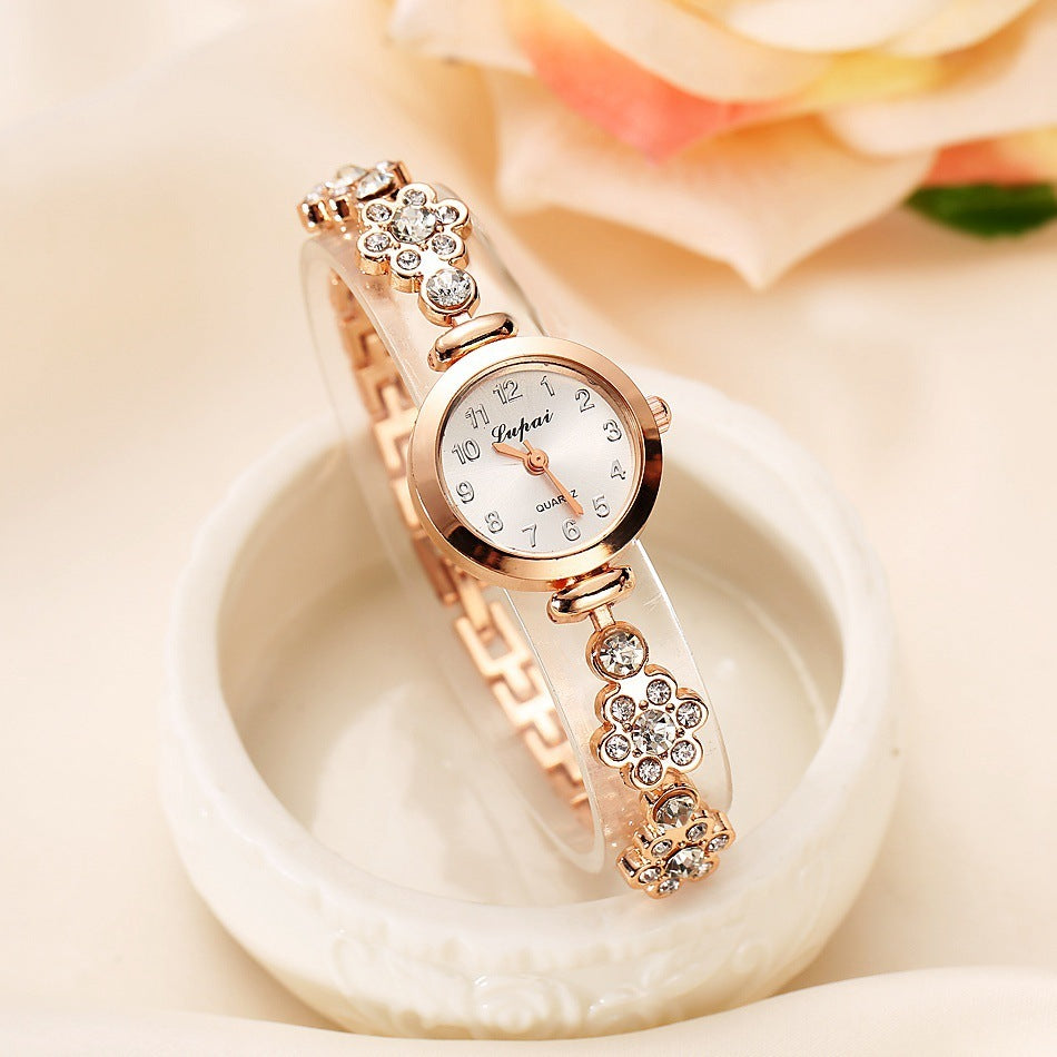 Ladies Flower Bracelet Watch Casual Quartz Silicone Strap