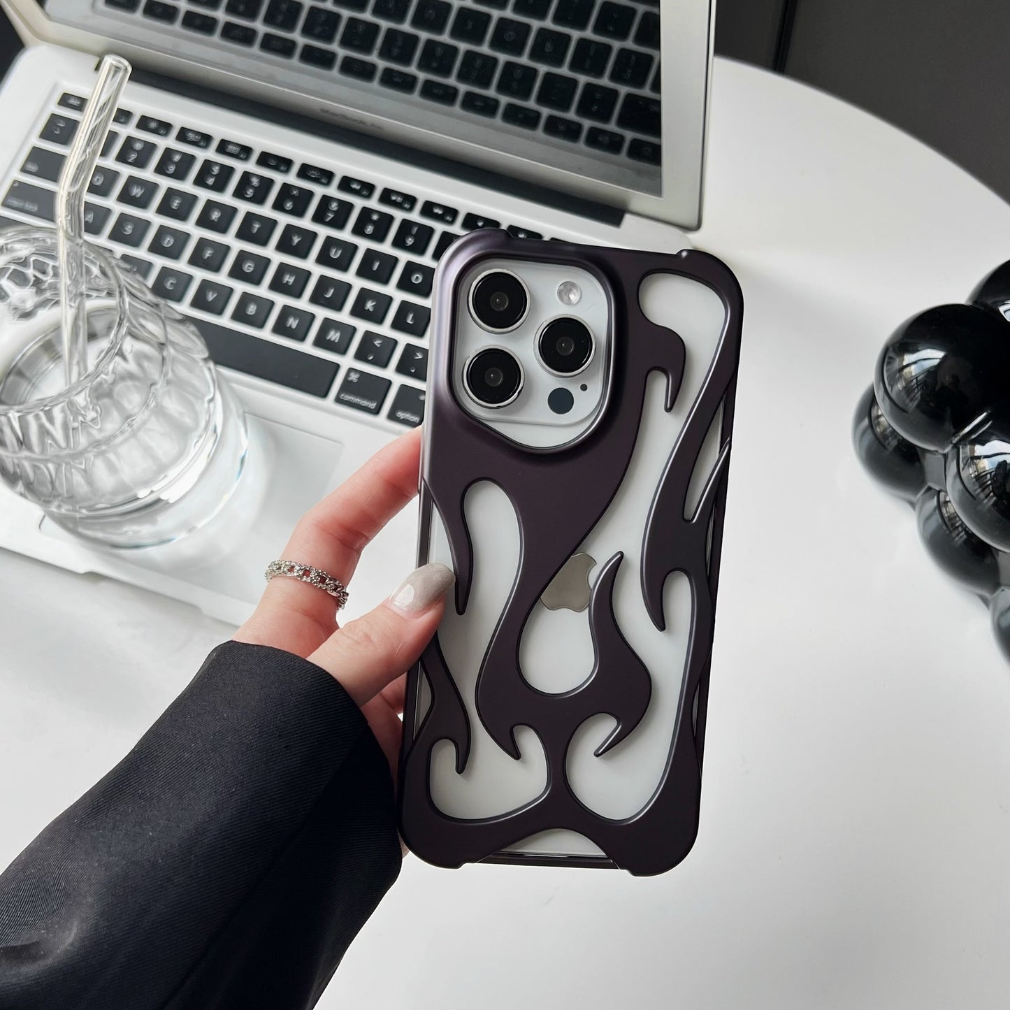 Electroplating Hollow Flame Pattern Phone Case Soft Shell
