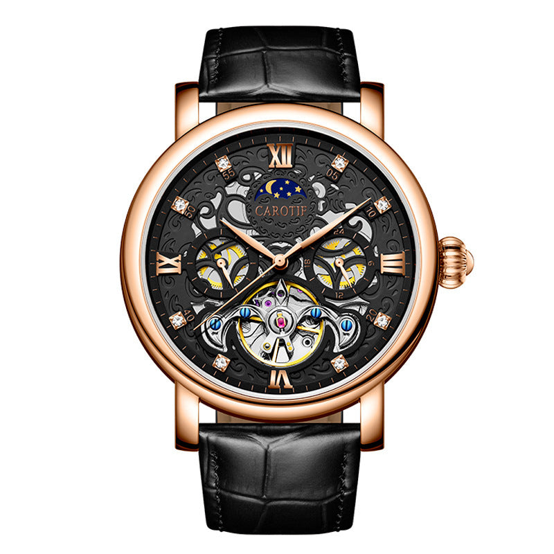 Men’s Business Leather Watch – Waterproof, Luminous Hands, Casual Elegant Design