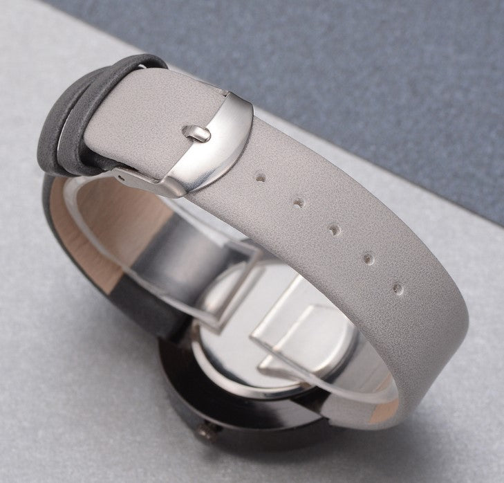 Gray PU Leather Quartz Watch for Women Casual Wrist Watch