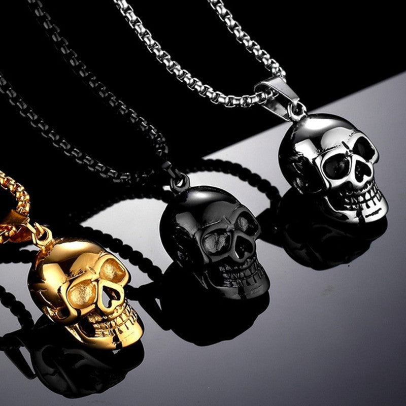 Halloween Skull Necklace Men Punk Style Titanium Steel Pendant Fashion Accessory