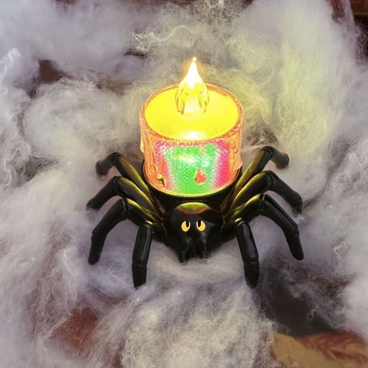 Halloween Pumpkin Spider Candle Light Spooky Party Decoration Props