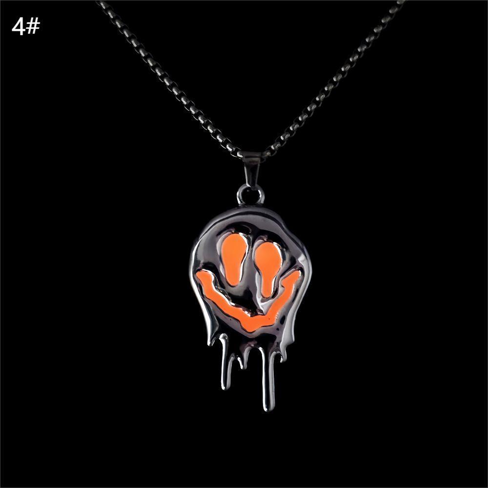 Halloween Ghost Necklace Zinc Alloy Noctilucent Glow Grimace Pendant Jewelry