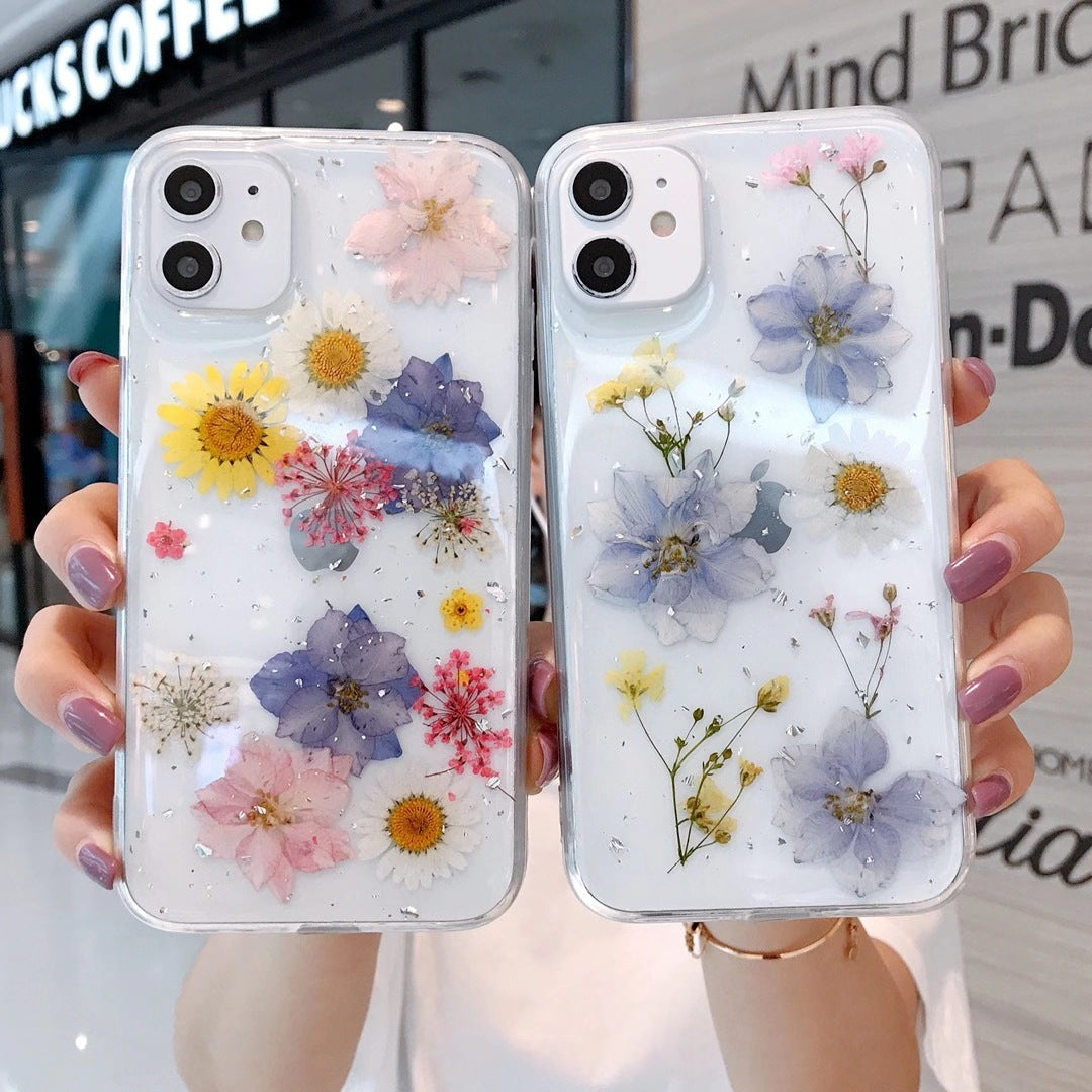 Real Flower Dried Flower TPU Phone Case Soft Shell