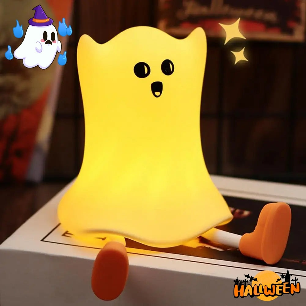 Halloween Silicone Ghost Bedside Lamp Touch Control Soft Glow Night Light