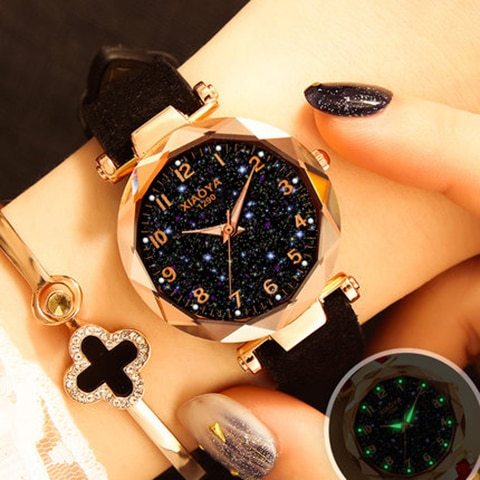 Star Sky Rose Gold Women Quartz Luxury Wristwatch 35mm Dial