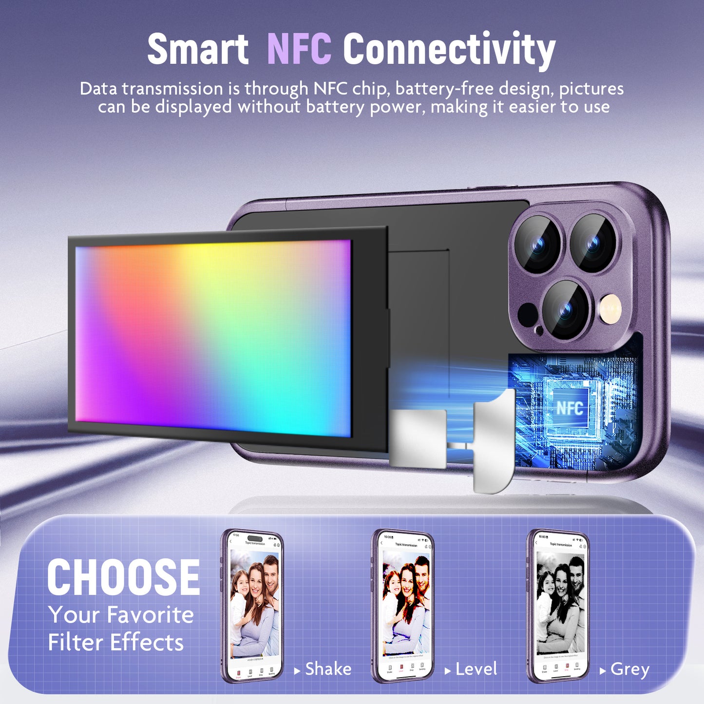 iPhone 15 Pro Max NFC E-Ink Screen Flip Case Smart DIY Custom Cover