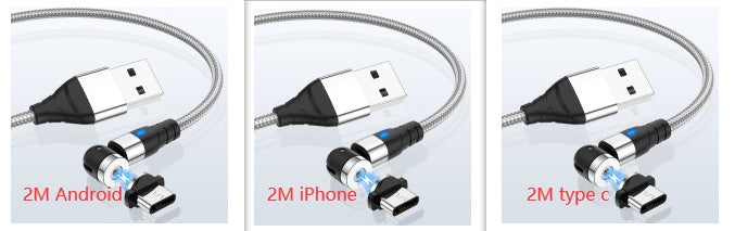Magnetic Data Cable With LED Light for Android iOS Type C